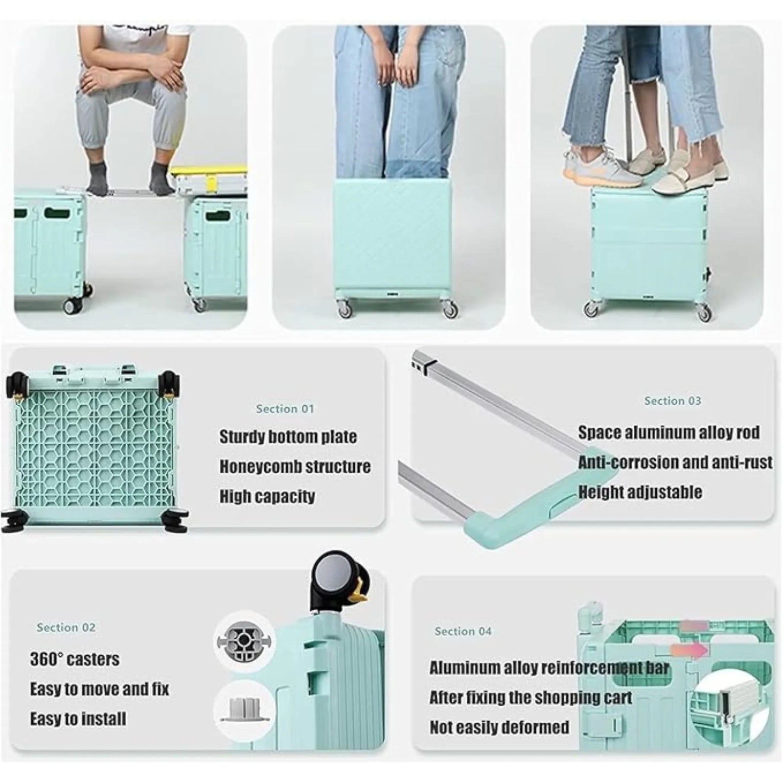 Multifunctional Grocery Shopping Supermarket Folding Trolley Cart