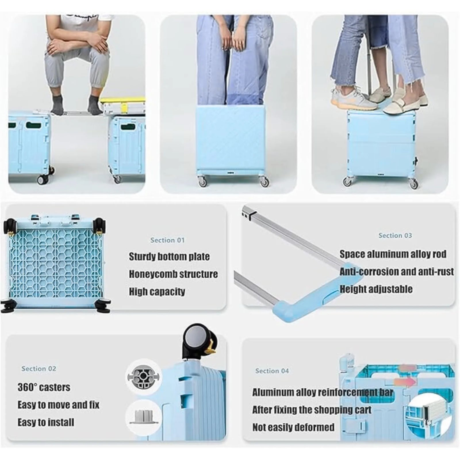 Multifunctional Grocery Shopping Supermarket Folding Trolley Cart