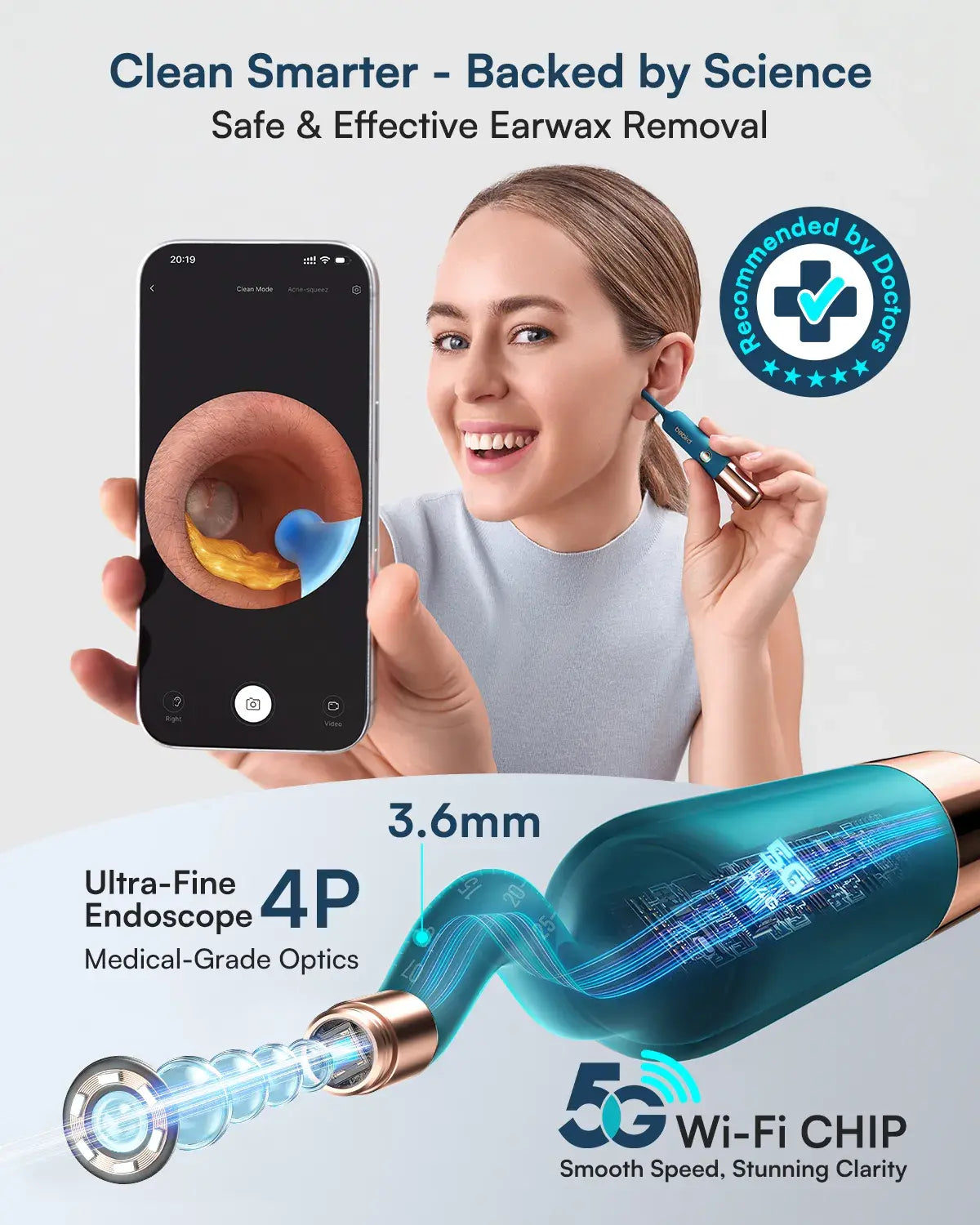 Bebird Earsight Ultra Earwax Removal Smart Tool Kit with 4P Ultrafine Camera