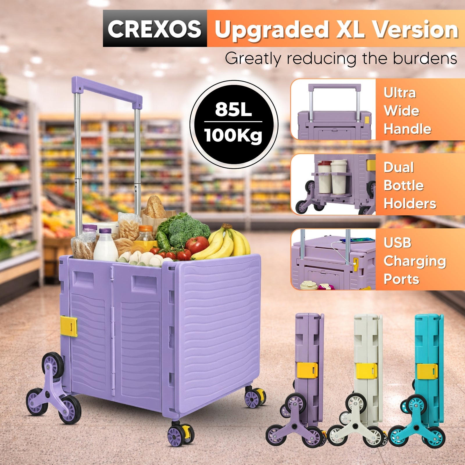 Premium Upgraded Foldable Trolley Cart