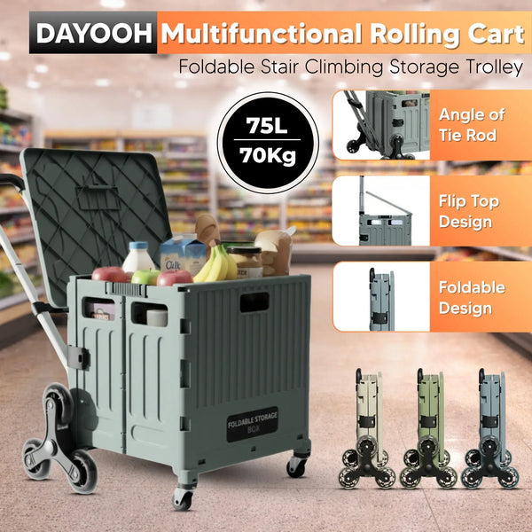 Super Strong Foldable Rolling Cart-Lightweight Collapsible Folding Trolley