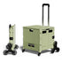 Foldable storage box with wheels on a white background