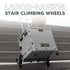 Foldable storage box with stair climbing wheels on a staircase, labeled 'Labor-Saving Stair Climbing Wheels'.