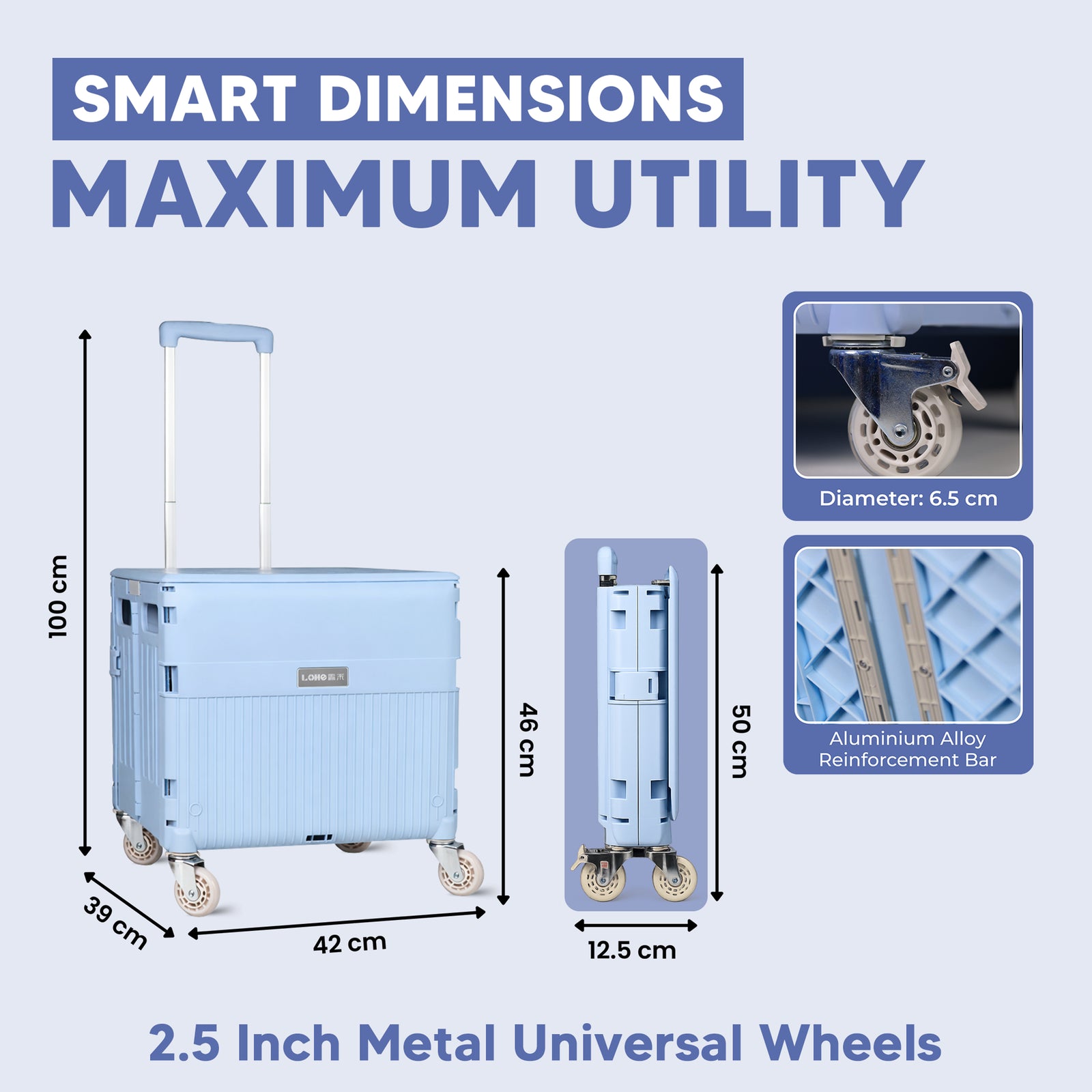 Multifunctional Grocery Shopping Supermarket Folding Trolley Cart