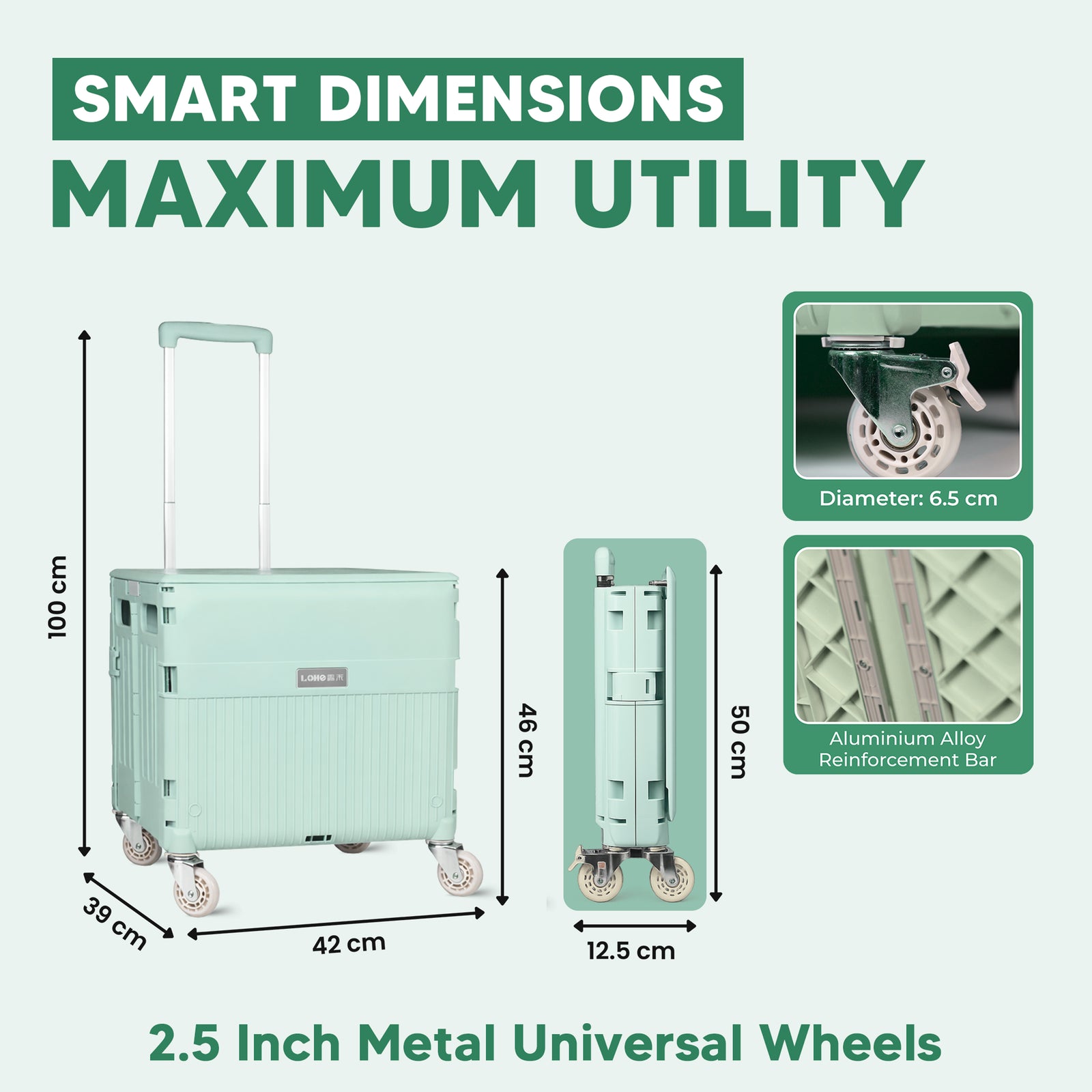 Multifunctional Grocery Shopping Supermarket Folding Trolley Cart