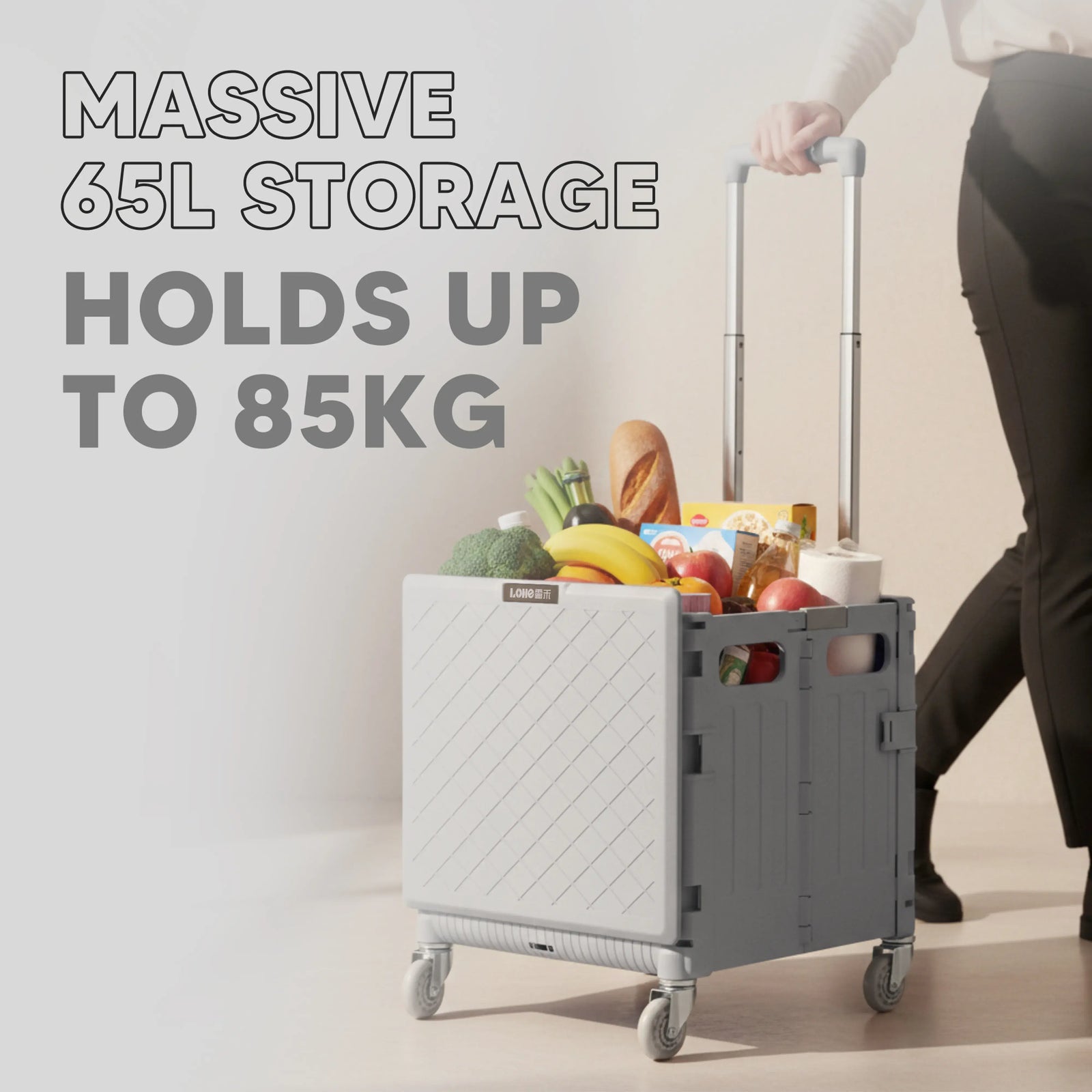 Multifunctional Grocery & Supermarket Round Edge Folding Shopping Trolley Cart