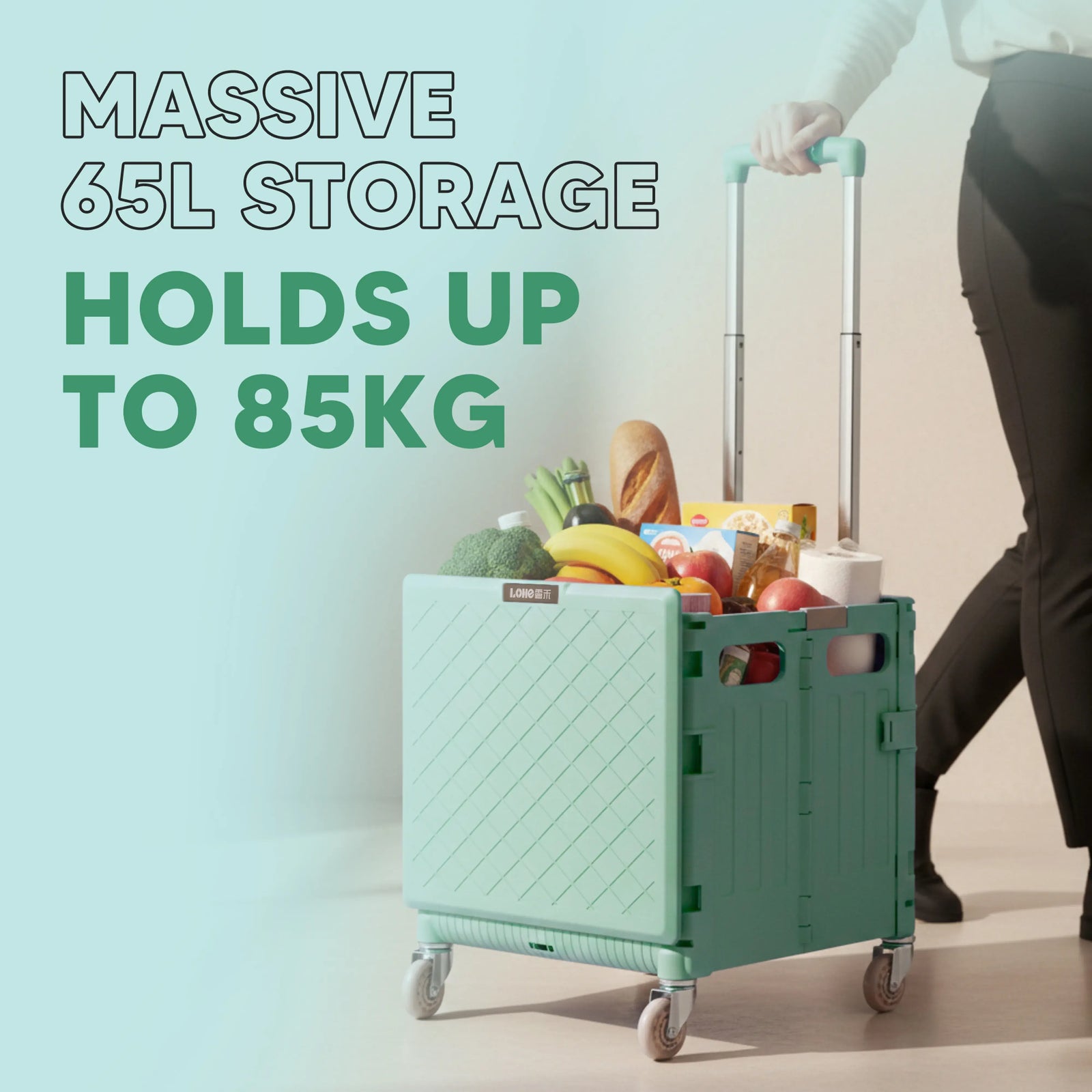 Multifunctional Grocery & Supermarket Round Edge Folding Shopping Trolley Cart