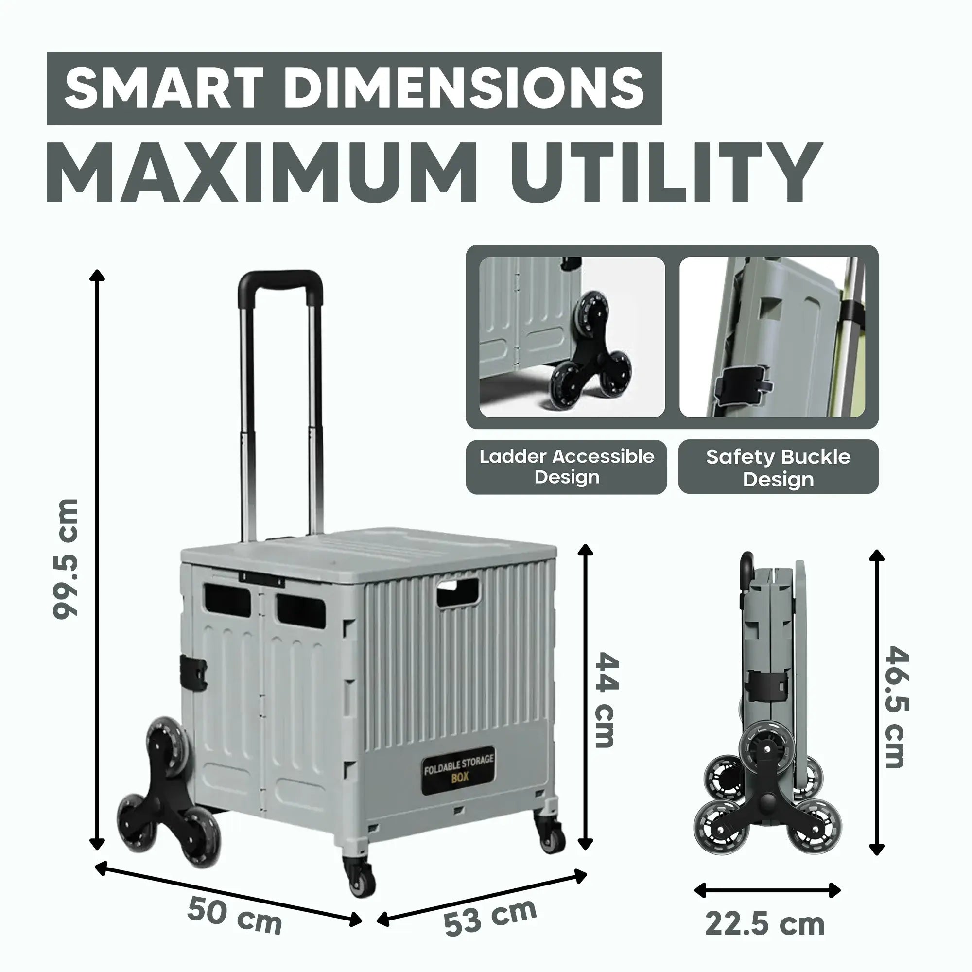 Super Strong Foldable Rolling Cart-Lightweight Collapsible Folding Trolley