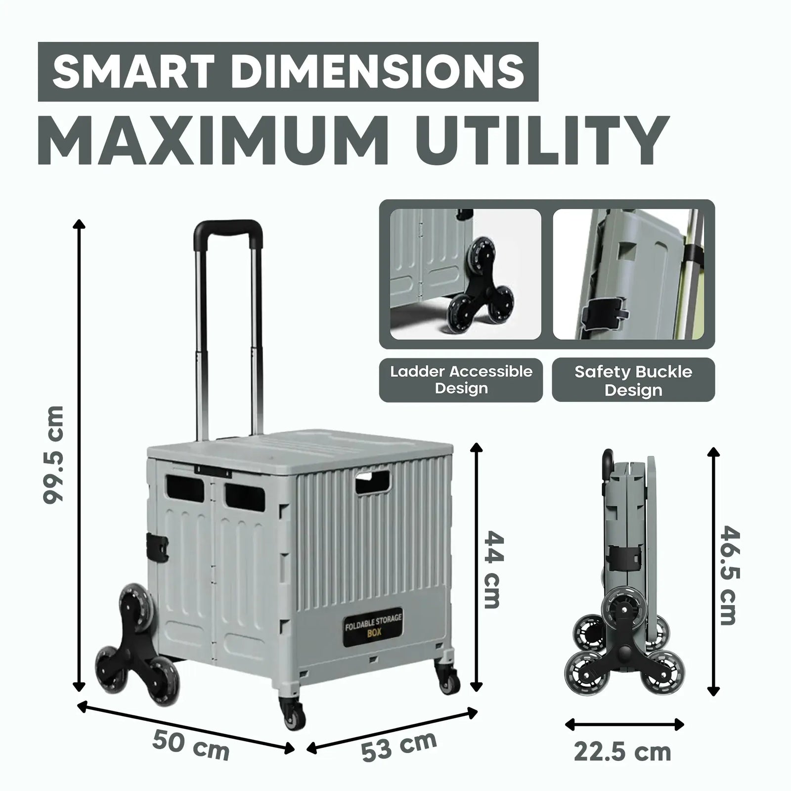 Super Strong Foldable Rolling Cart-Lightweight Collapsible Folding Trolley