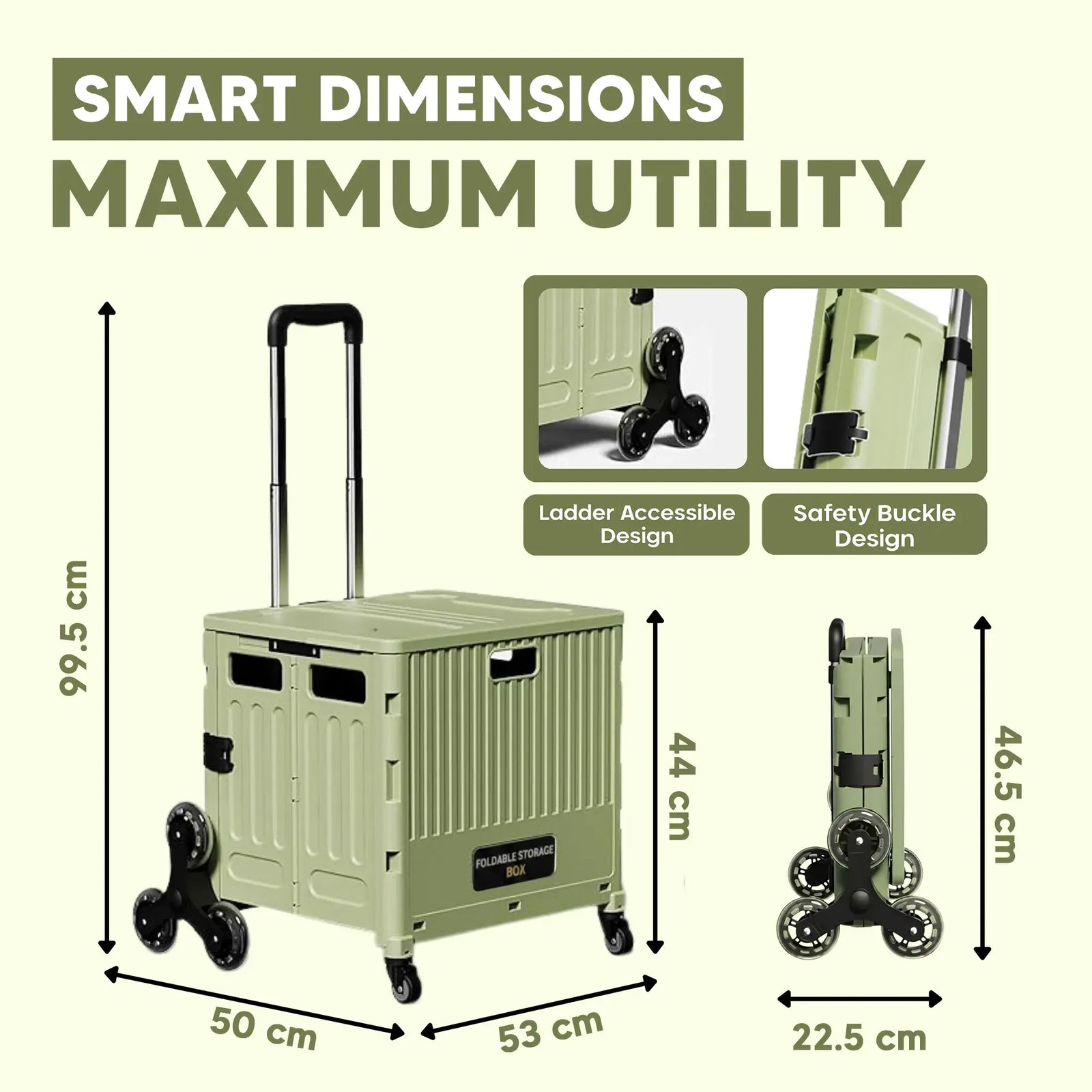 Super Strong Foldable Rolling Cart-Lightweight Collapsible Folding Trolley