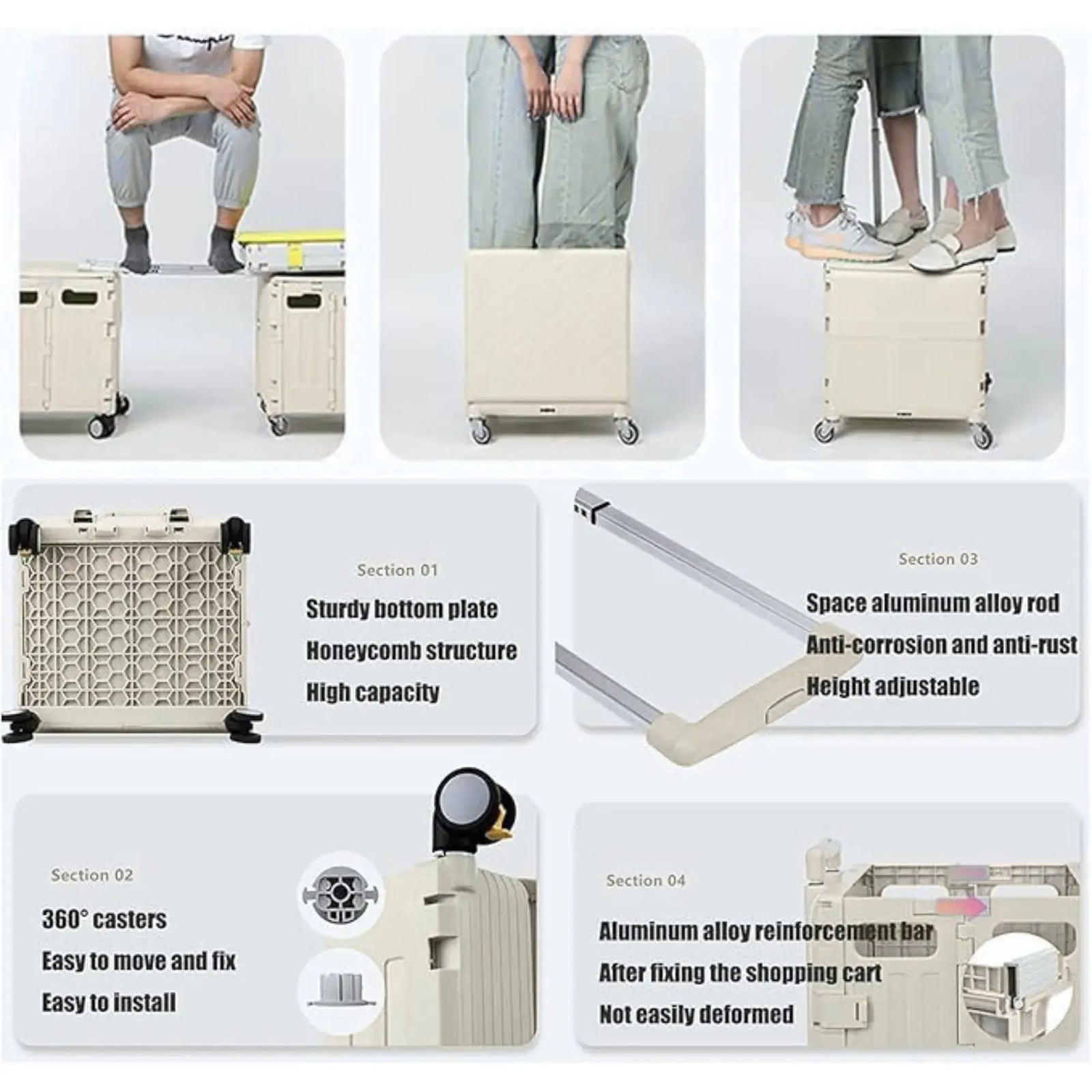 Multifunctional Grocery Shopping Supermarket Folding Trolley Cart